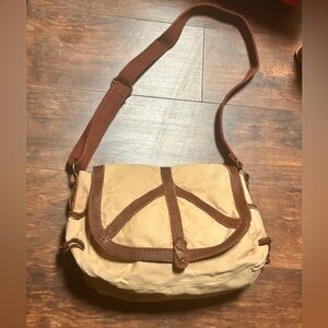 LUCKY BRAND CANVAS and LEATHER MESSENGER BAG